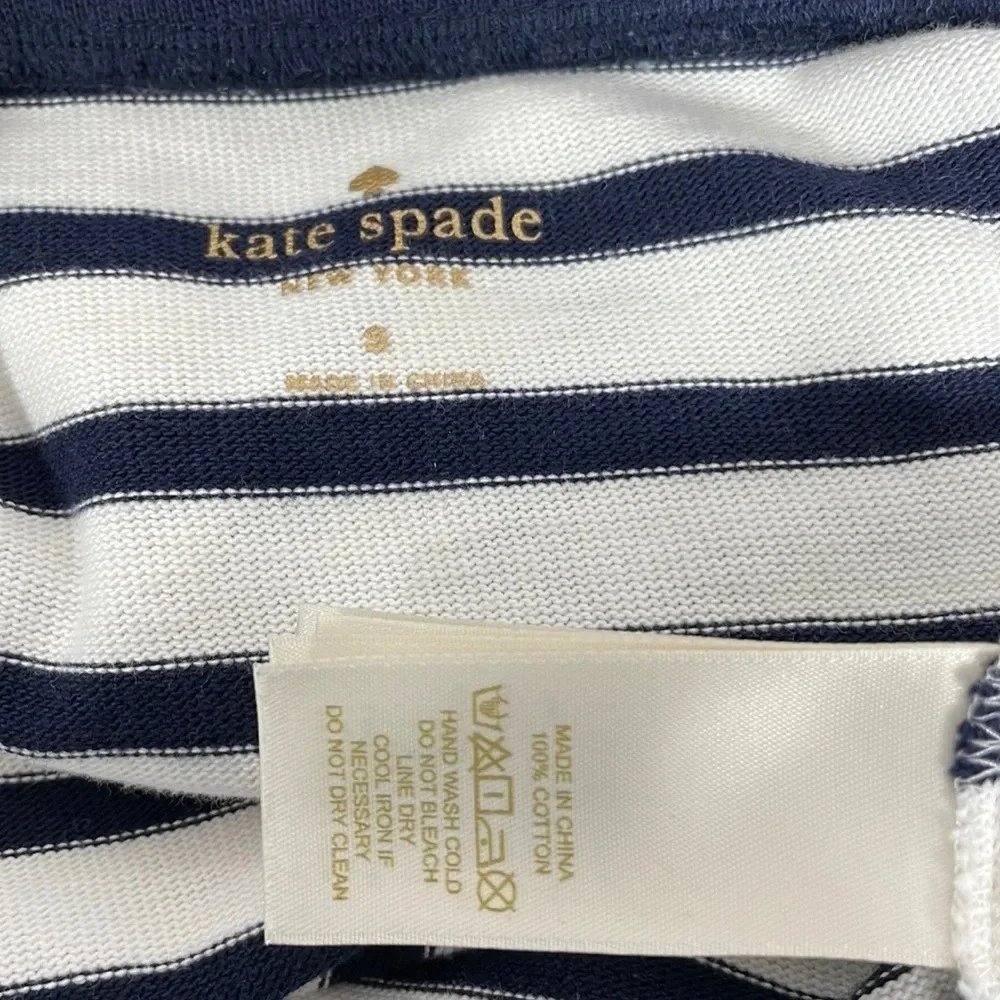 Kate Spade Dress Nautical Stripe Navy Blue White Boatneck Pockets Size Small